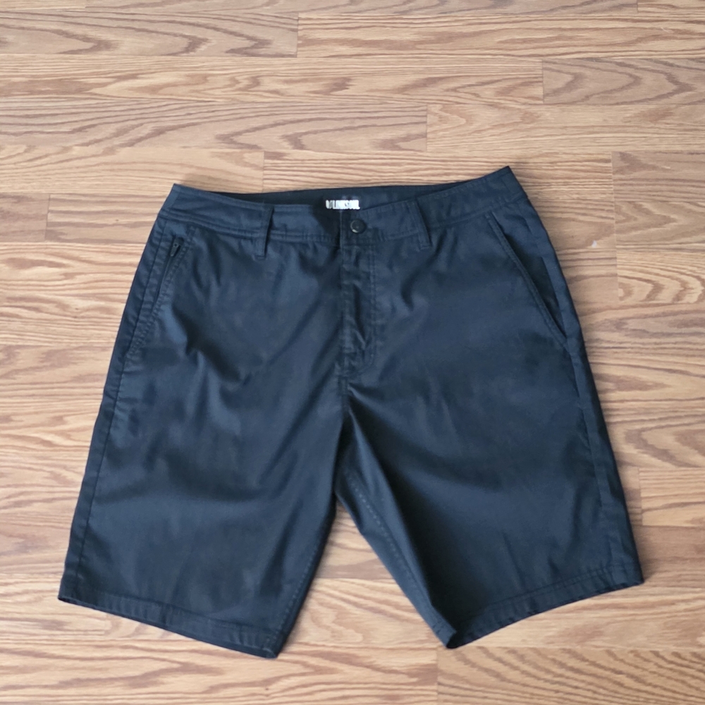 Linksoul Men's Black Flat-Front Casual Shorts